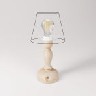 Portable and rechargeable Cabless14 lamp with teardrop-shaped bulb and lampshade