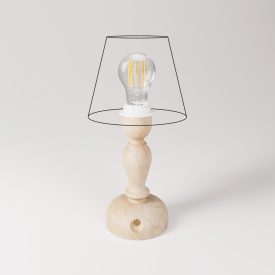   Portable and rechargeable Cabless14 lamp with teardrop-shaped bulb and lampshade