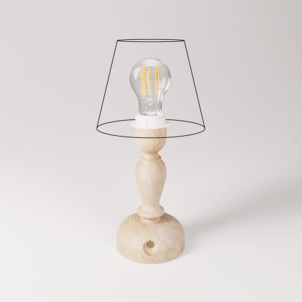 Portable and rechargeable Cabless14 lamp with teardrop-shaped bulb and lampshade