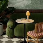 Portable and rechargeable Cabless14 lamp with teardrop-shaped bulb and lampshade