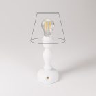 Portable and rechargeable Cabless14 lamp with teardrop-shaped bulb and lampshade