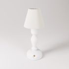 Portable and rechargeable Cabless14 lamp with teardrop-shaped bulb and lampshade
