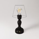 Portable and rechargeable Cabless14 lamp with teardrop-shaped bulb and lampshade