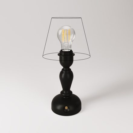 Portable and rechargeable Cabless14 lamp with teardrop-shaped bulb and lampshade