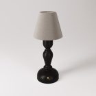 Portable and rechargeable Cabless14 lamp with teardrop-shaped bulb and lampshade