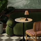 Portable and rechargeable Cabless14 lamp with teardrop-shaped bulb and lampshade