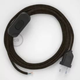   Lamp cable, RN04 brown natural linen 1.80 m. Choose the color of the switch and plug.
