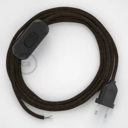 Lamp cable, RN04 brown natural linen 1.80 m. Choose the color of the switch and plug.