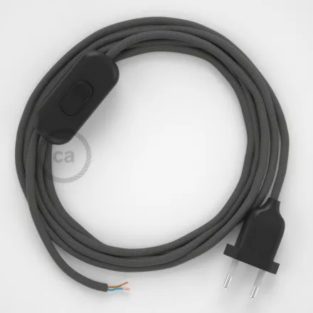  Lamp cable, RM03 gray rayon 1.80 m. Choose the color of the switch and plug.