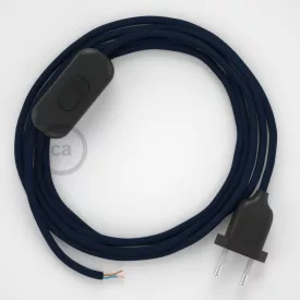    Lamp cable, RM20 dark blue rayon 1.80 m. Choose the color of the switch and plug.
