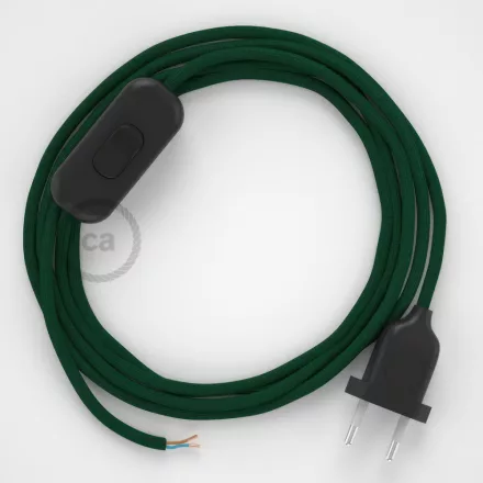  Lamp cable, RM21 dark green rayon 1.80 m. Choose the color of the switch and plug.