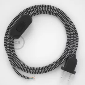   Lamp cable, RZ04 black zigzag rayon 1.80 m. Choose the color of the switch and plug.
