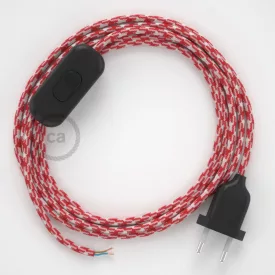    Lamp cable, RP09 white-red two-tone rayon 1.80 m. Choose the color of the switch and plug.