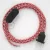  Lamp cable, RP09 white-red two-tone rayon 1.80 m. Choose the color of the switch and plug.