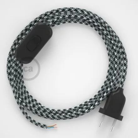 Lamp cable, RP04 white-black two-tone rayon 1.80 m. Choose the color of the switch and plug.