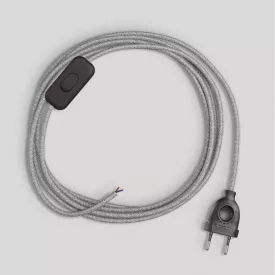 Lamp cord with gray linen cable, 1.80 m