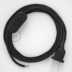    Lamp cable, RN03 anthracite natural linen 1.80 m. Choose the color of the switch and plug.