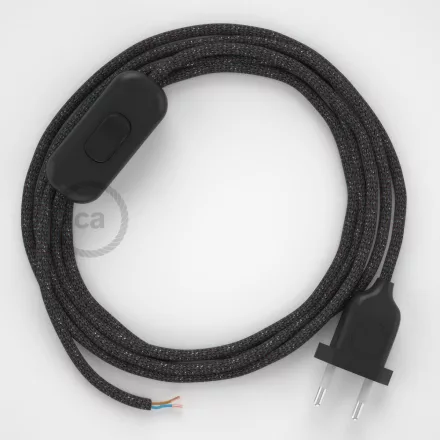  Lamp cable, RL03 sparkling gray rayon 1.80 m. Choose the color of the switch and plug.