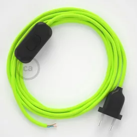   Lamp cable, RF10 neon yellow rayon 1.80 m. Choose the color of the switch and plug.