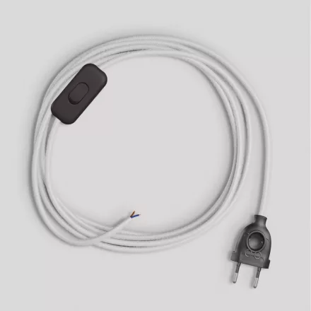 Lamp cord with white cotton cable, 1.80 m