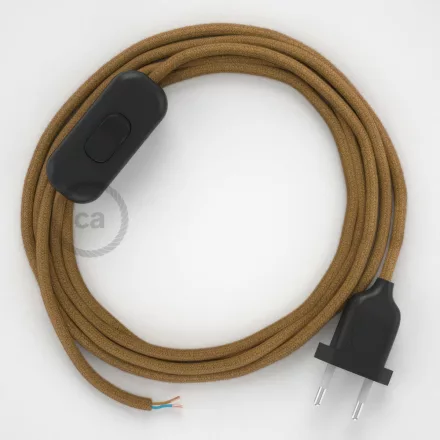  Lamp cable, RC31 honey gold cotton 1.80 m. Choose the color of the switch and plug.