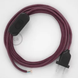   Lamp cable, RC32 burgundy cotton 1.80 m. Choose the color of the switch and plug.