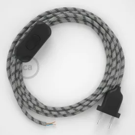    Lamp cable, RD54 anthracite striped cotton and natural linen 1.80 m. Choose the color of the switch and plug.