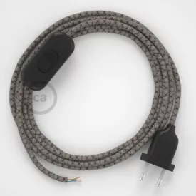    Lamp cable, RD64 anthracite diamond cotton and natural linen 1.80 m. Choose the color of the switch and plug.