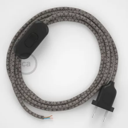  Lamp cable, RD64 anthracite diamond cotton and natural linen 1.80 m. Choose the color of the switch and plug.