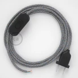   Lamp cable, RD65 blue steward diamond cotton and natural linen 1.80 m. Choose the color of the switch and plug.