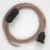  Lamp cable, RD71 Ancient pink zigzag cotton and natural linen 1.80 m. Choose the color of the switch and plug.