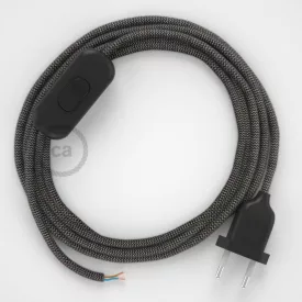    Lamp cable, RD74 anthracite zigzag cotton and natural linen 1.80 m. Choose the color of the switch and plug.