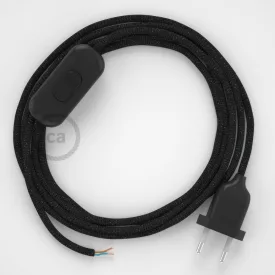    Lamp cable, RL04 sparkling black rayon 1.80 m. Choose the color of the switch and plug.
