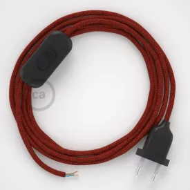   Lamp cable, RL09 sparkling red rayon 1.80 m. Choose the color of the switch and plug.
