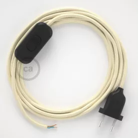    Lamp cable, RM00 ivory rayon 1.80 m. Choose the color of the switch and plug.