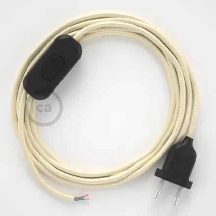  Lamp cable, RM00 ivory rayon 1.80 m. Choose the color of the switch and plug.