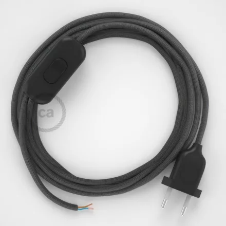  Lamp cable, RM26 dark gray rayon 1.80 m. Choose the color of the switch and plug.