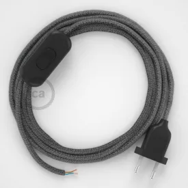    Lamp cable, RS81 black cotton and natural linen 1.80 m. Choose the color of the switch and plug.