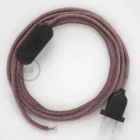    Lamp cable, RS83 red cotton and natural linen 1.80 m. Choose the color of the switch and plug.