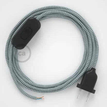  Lamp cable, RT14 Stracciatella rayon 1.80 m. Choose the color of the switch and plug.