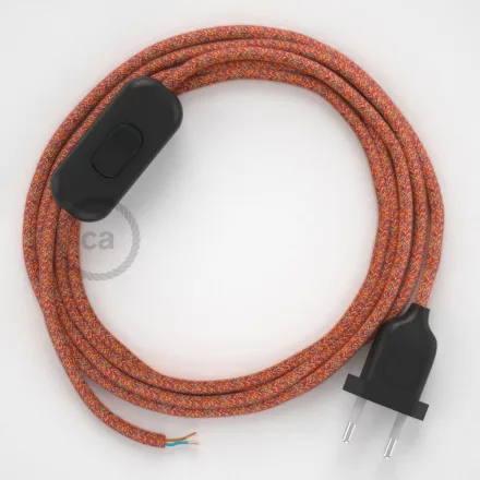  Lamp cable, RX07 Indian poplar cotton 1.80 m. Choose the color of the switch and plug.