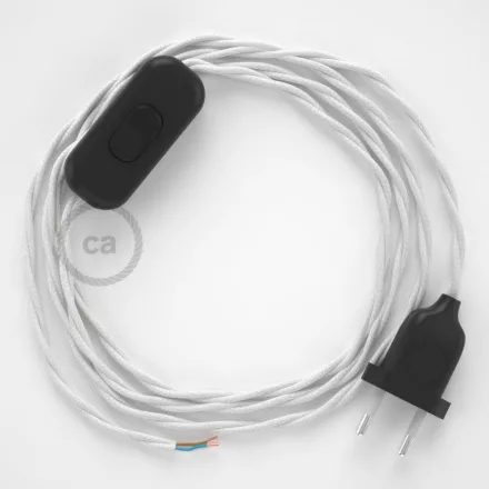  Lamp cable, TC01 white cotton 1.80 m. Choose the color of the switch and plug.