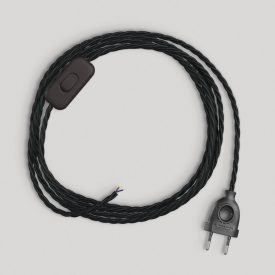 Lamp wiring with black braided cable 1.80 m