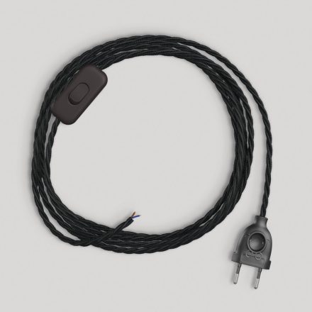Lamp wiring with black braided cable 1.80 m