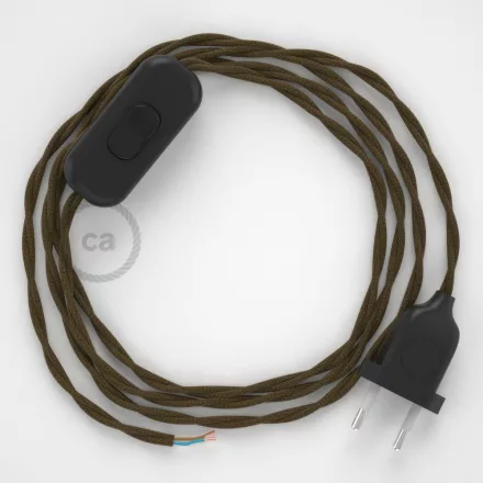  Lamp cable, TC13 brown cotton 1.80 m. Choose the color of the switch and plug.