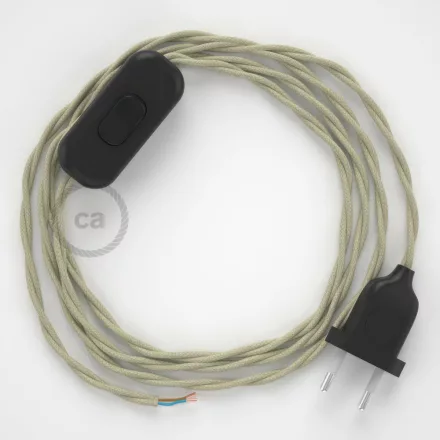 Lamp cable, TC43 dove cotton 1.80 m. Choose the color of the switch and plug.