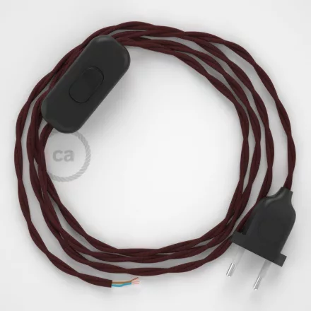  Lamp cable, TM19 burgundy rayon 1.80 m. Choose the color of the switch and plug.