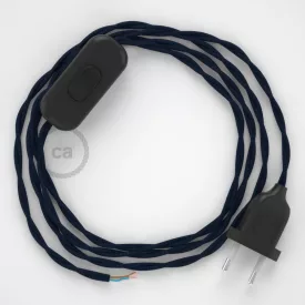    Lamp cable, TM20 dark blue rayon 1.80 m. Choose the color of the switch and plug.