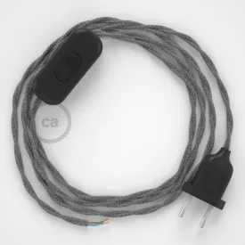    Lamp cable, TN02 gray natural linen 1.80 m. Choose the color of the switch and plug.