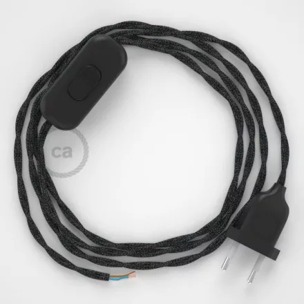  Lamp cable, TN03 anthracite natural linen 1.80 m. Choose the color of the switch and plug.